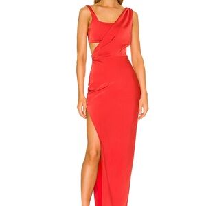 NBD Red Maxi Dress with Elegant Silhouette